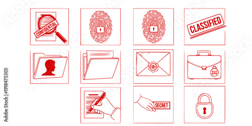 Confidential red ink rubber stamp sign symbol grunge effect vector illustration design confidential case investigation tampon classified private secret information