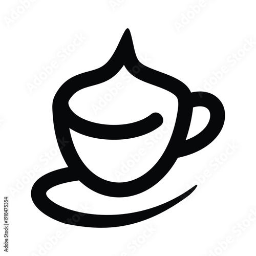 The icon above displays a simple illustration of a cup and saucer with a black outline. The design is minimalist and clean, without detailed colors or shadows, so it looks like an icon or symbol.