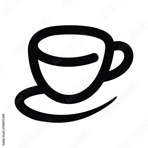 The icon above displays a simple illustration of a cup and saucer with a black outline. The design is minimalist and clean, without detailed colors or shadows, so it looks like an icon or symbol.