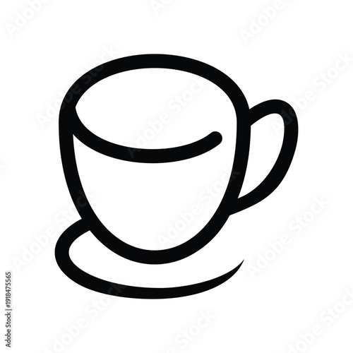 The icon above displays a simple illustration of a cup and saucer with a black outline. The design is minimalist and clean, without detailed colors or shadows, so it looks like an icon or symbol.