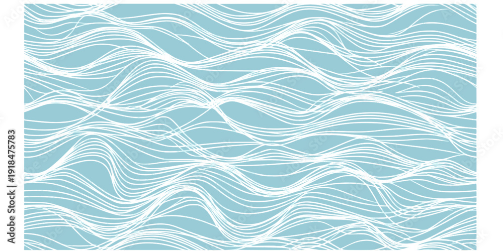Fototapeta premium Seamless wave pattern with thin lines, Seamless pattern with blue waves. Abstract light blue background with seamless wave pattern. water 