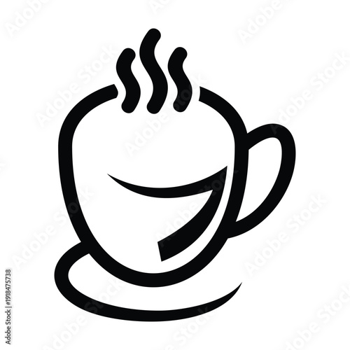 The icon above displays a simple illustration of a cup and saucer with a black outline. The design is minimalist and clean, without detailed colors or shadows, so it looks like an icon or symbol.