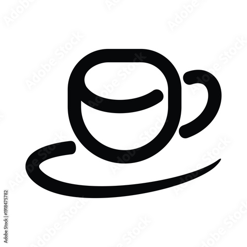 The icon above displays a simple illustration of a cup and saucer with a black outline. The design is minimalist and clean, without detailed colors or shadows, so it looks like an icon or symbol.