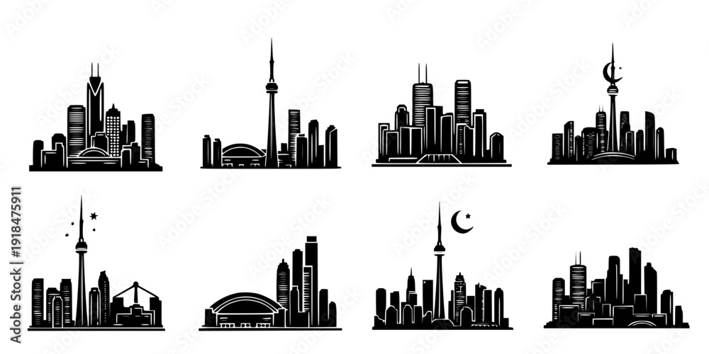 Fototapeta premium Stylized Toronto skyline vector illustration 