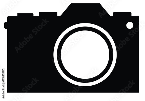 A professional digital photo camera lens icon vector featuring a modern photographic equipment symbol design for web photography and film technology art illustration