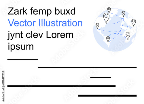 Global networking, communication, location pinpoint, logistics, technology, data exchange. A map with pinpoint icons and connecting lines. Global networking and communication concepts