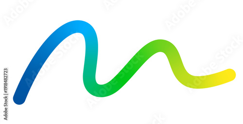 Abstract Color Line Shape. Vector Wave Element with Color Gradient. Swirl Wavy Doodle Line.