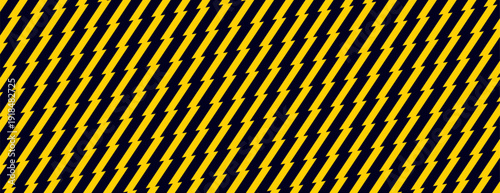 Thunder Bolt Geometric Pattern. Zig Zag Electric Lighting Background. Vector Abstract Thunderbolt Texture with Yellow and Black Stripes. Comic Book Energy Storm Pattern.