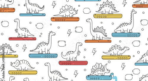dinosaur pattern, colorful background, cartoon illustration