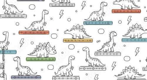 Dinosaur pattern seamless, cute dino background, kids design