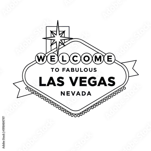 Welcome to Fabulous Las Vegas Nevada Sign - Line Art Icon
