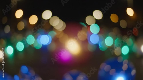 Abstract defocused lights bokeh background of Christmas festive lights for a magical holiday