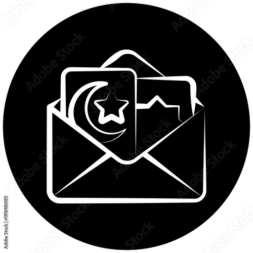 Eid Envelope Icon Button Mini Illustration, Use For Modern Concept, Print, Ui, Ux Kit, Web And App Development. Vector Related To Ramadan, Eid Al-Fitr, Eid Al-Adha And More