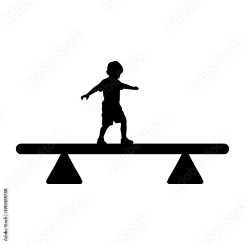 silhouette of a child playing on a balance beam