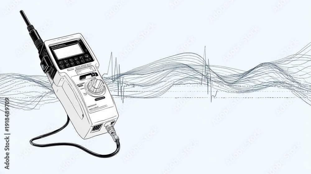 Fototapeta premium Electronic Testing Device with Signal Waveform Illustration