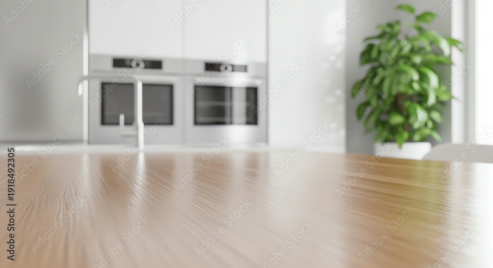 Fototapeta premium Modern kitchen interior with oven and plant