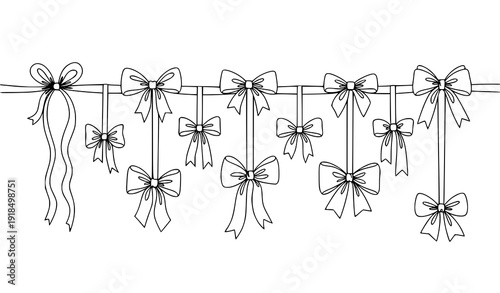 SEO Title:
Elegant Continuous Line Ribbon Bow String Outline Decorative Vector Design