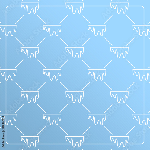Seamless pattern on a blue background with melting ice. Line design for posters, social media, and banner templates.