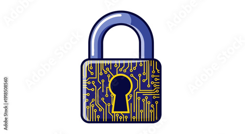 Digital security padlock with circuit board design.