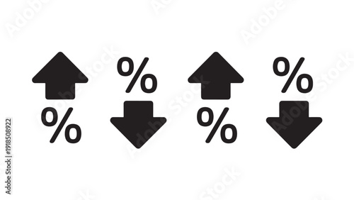 Minimalist percentage arrow fluctuation icon set variations