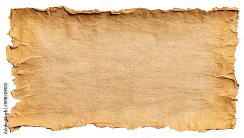 Aged, textured parchment with rough, torn edges, a blank canvas for history