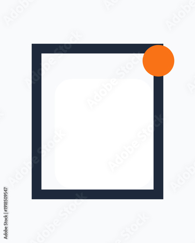 A simple graphic of a square with a circular element attached to its corner