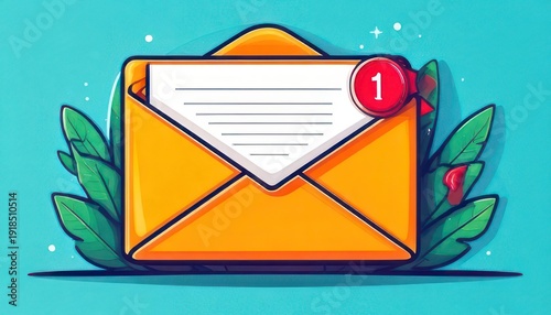 New Email Notification with Red Badge and Green Leaves.