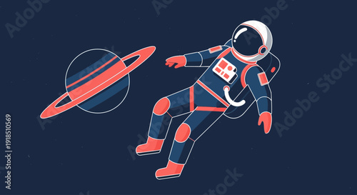 Astronaut in Space with Spaceship Nearby