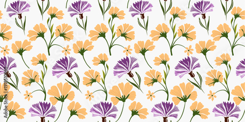 A vintage pink blossom floral seamless pattern design featuring spring garden leaves and nature-inspired textile art for elegant summer wallpaper or fabric decoration vector illustration