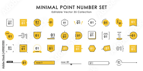 数字ポイント見出しセット ミニマルデザイン（インフォグラフィック・ステップUI・ベクター）