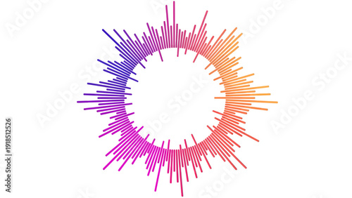 Vibrant rainbow circular splash design with gradient colors and abstract ring.