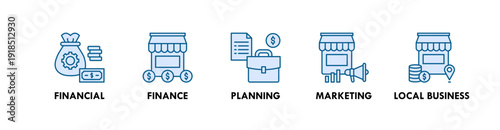 SME banner web icon illustration concept with icon of financial, finance, planning, marketing, local business