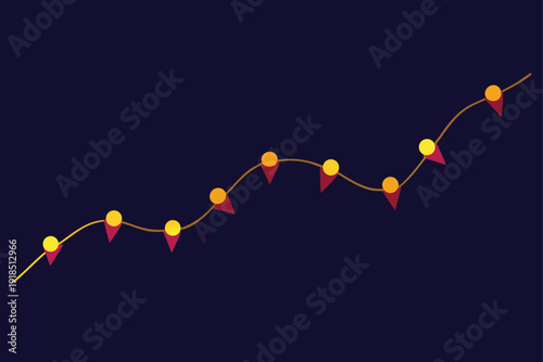 Energetic zigzag pattern formed by a luminous light string, perfect for modern design and backgrounds, vector.