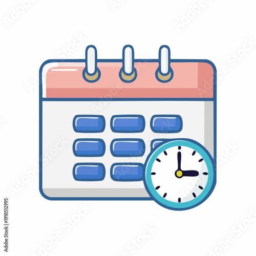 Calendar and Clock Icon Representing Time Management and Scheduling.