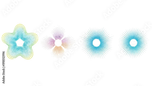 Abstract colorful glow starburst shapes with soft pastel hues and geometric radiance for graphic design.