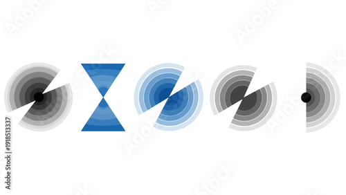 Abstract Geometric Blue and Grey Circles and Triangles in Modern Design.