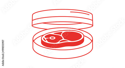 Petri dish containing red substance with circular shapes