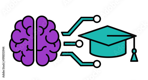 Wallpaper Mural Brain connects to Graduation Cap via Circuit Lines Torontodigital.ca