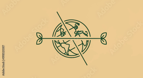 Global Symbol of Connection and Growth Featuring a Stylized Earth with Growing Leaves