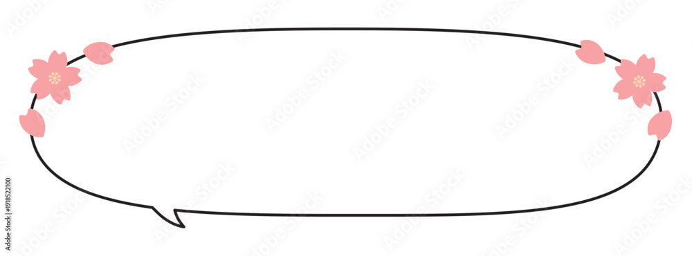 custom made wallpaper toronto digital楕円長方形 吹き出し 桜のあしらい(内向きしっぽ・ワイド)