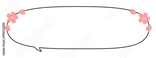 Wallpaper Mural 楕円長方形 吹き出し 桜のあしらい（内向きしっぽ・ワイド） Torontodigital.ca