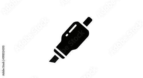 Black silhouette of a marker pen, symbolizing creativity, art supplies, and drawing tools for designers and illustrators