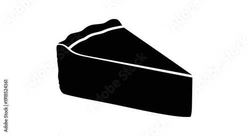 A simple black and white silhouette of a slice of pie, perfect for culinary or food-related designs