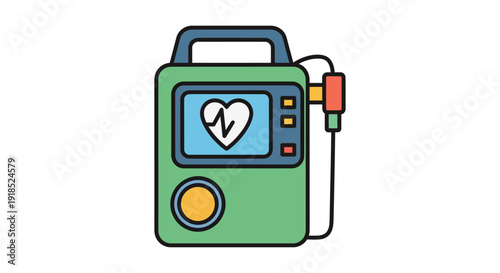 Portable Defibrillator Machine Icon for Medical Emergency and Cardiac Resuscitation. Essential Healthcare Equipment for Heart Monitoring and Life Support