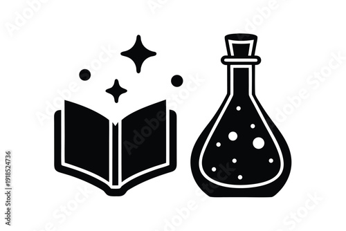 Magical Potion and Spellbook Icon Pack: Witchcraft and Alchemy Symbols for Enchanted Design