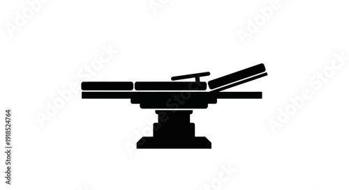 Clean and minimalist vector silhouette of a medical examination or operating table, representing essential healthcare services, patient care, and clinical procedures in a versatile icon design