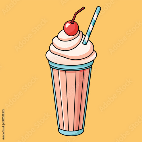 A delightful milkshake presented with generous whipped cream and a fresh cherry, symbolizing sweet indulgence.