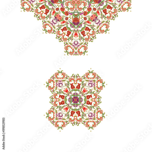 Set of decorative elements, floral border ornaments, rosettes, textures