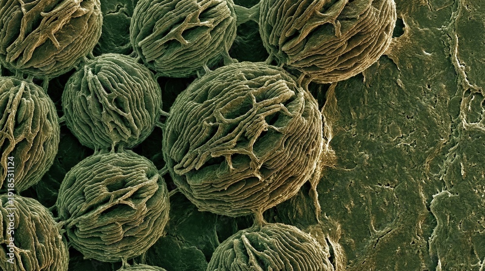 Fototapeta premium Microscopic View of Complex Cellular Structures under High Magnification