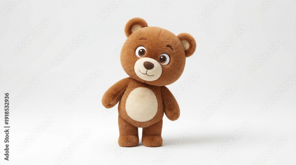 Obraz premium Cute Plush Bear Mascot Isolated on Light Background